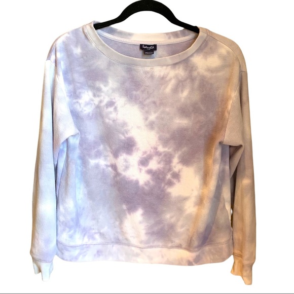 Splendid Lavender Tie Dye Waffle Knit Long Sleeve Thermal Tee Shirt Size Small - Picture 3 of 7